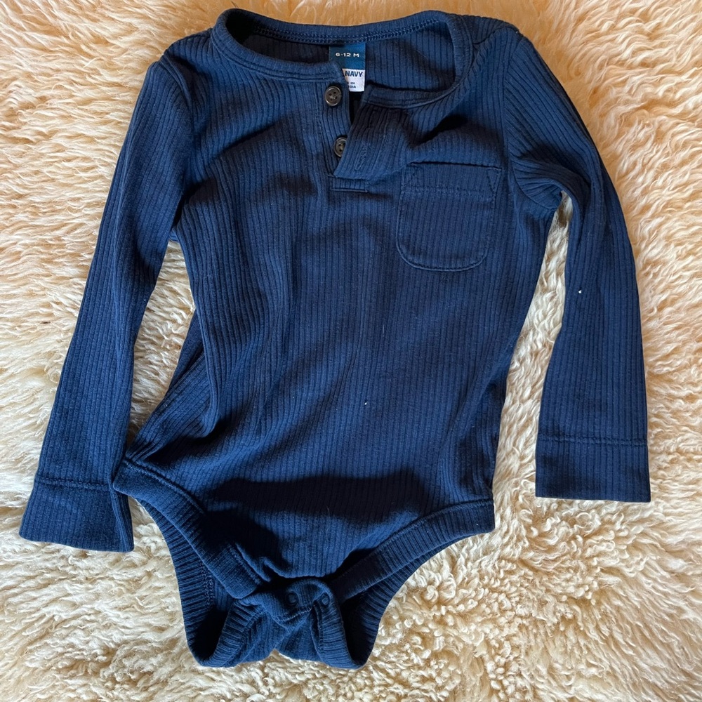 Ribbed Knit Henley Onsies Set in Neutral Tones - Picture 9 of 10